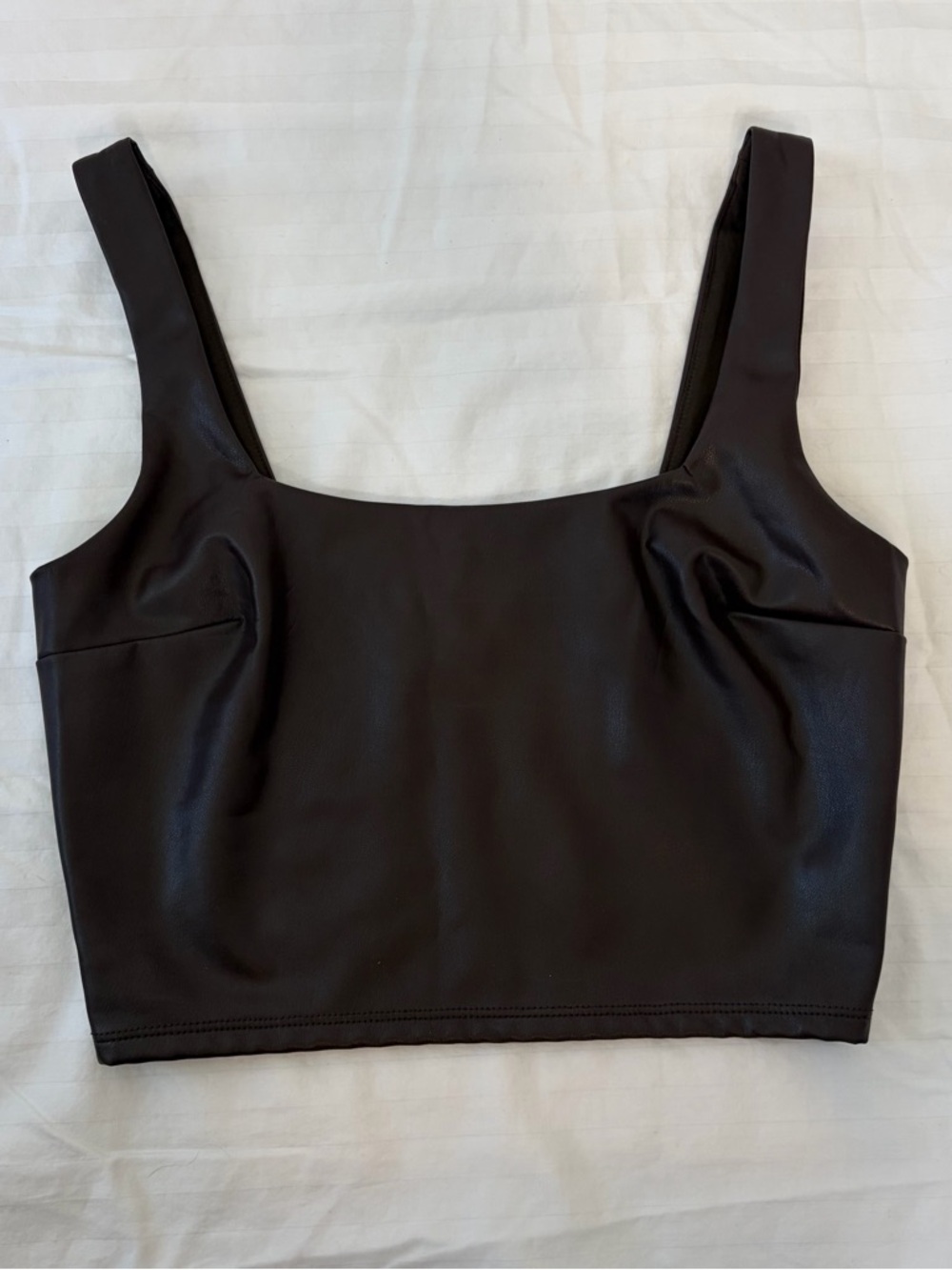 Express Brown Faux Leather Cropped Tank